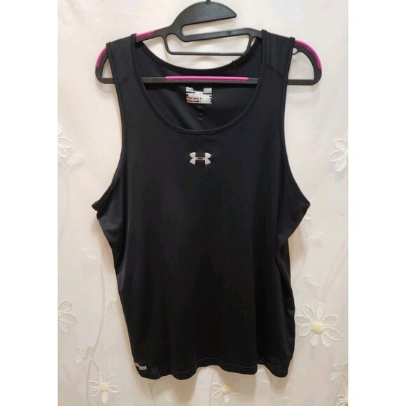 Under Armour Mens Large Black Tank Top HeatGear Athleisure Sporty Gym Active - Picture 1 of 16